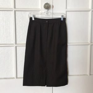 Vintage Evelyne brown + black striped pencil skirt